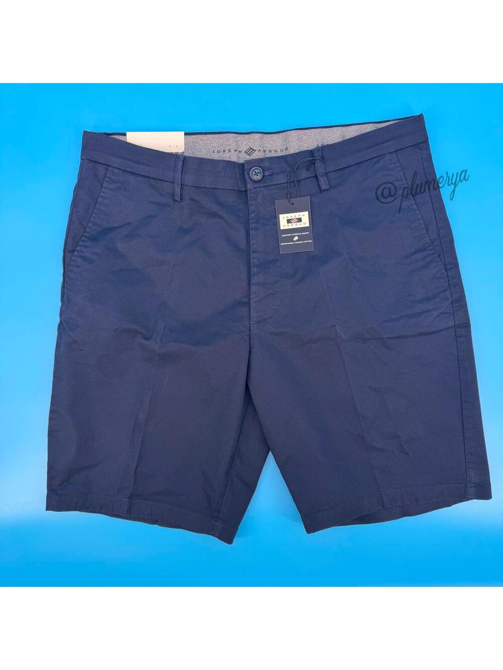 Joseph Abboud Men's Flat Front Shorts Navy Blue Casual Cotton Size 34 NWT